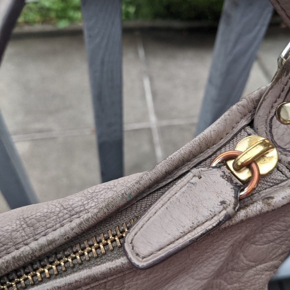 Coach Convertible Gray Legacy Embossed Leather Tassel Duffle Shoulder Bag - Picture 4 of 6